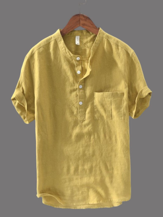 The Perfect Blend of Tradition and Modernity: Men's Yellow Cotton Kurta Shirt with Handy Pocket