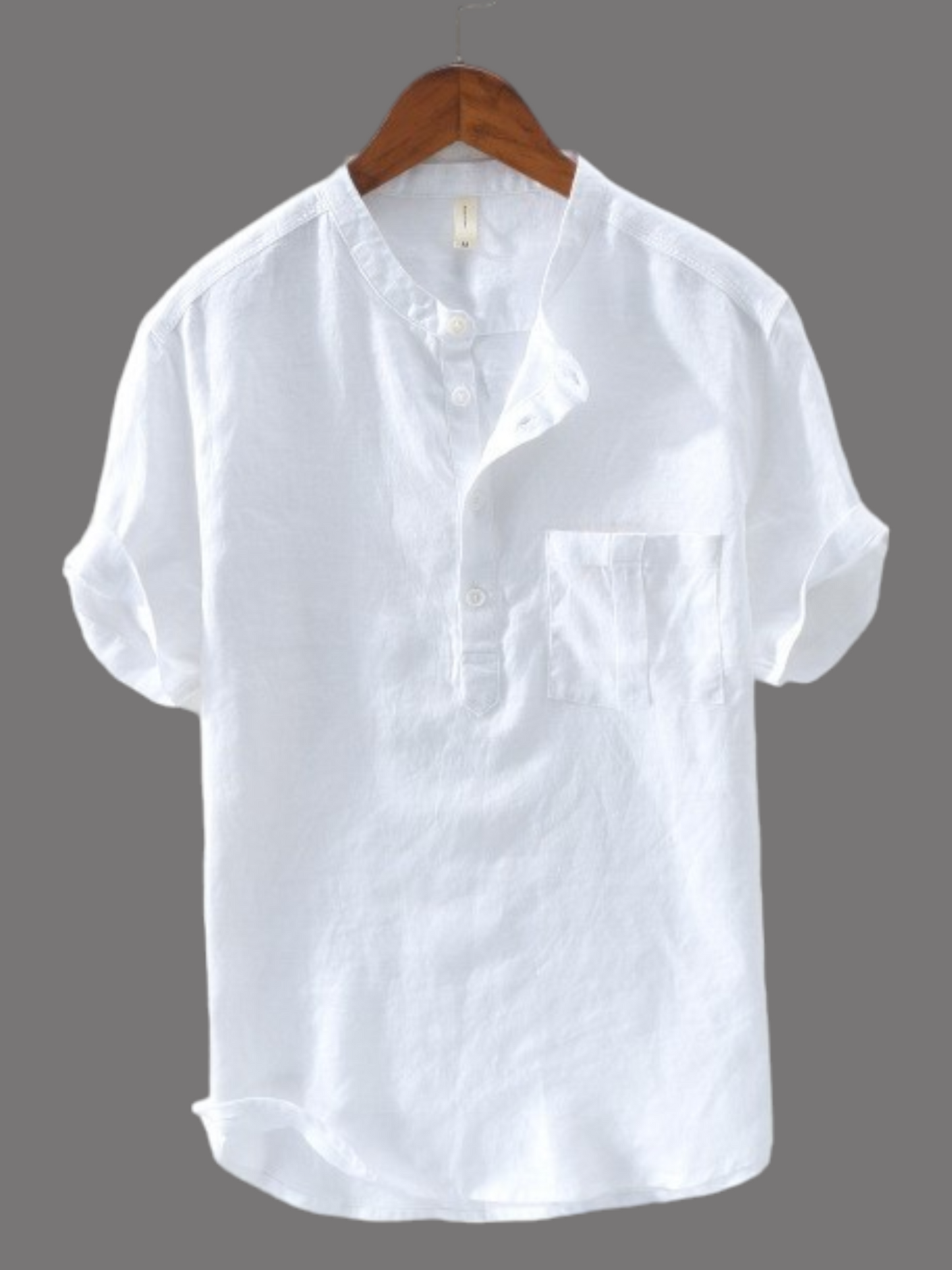 Men's White Regular Fit Half Sleeve Cotton kurta Shirt with Pocket