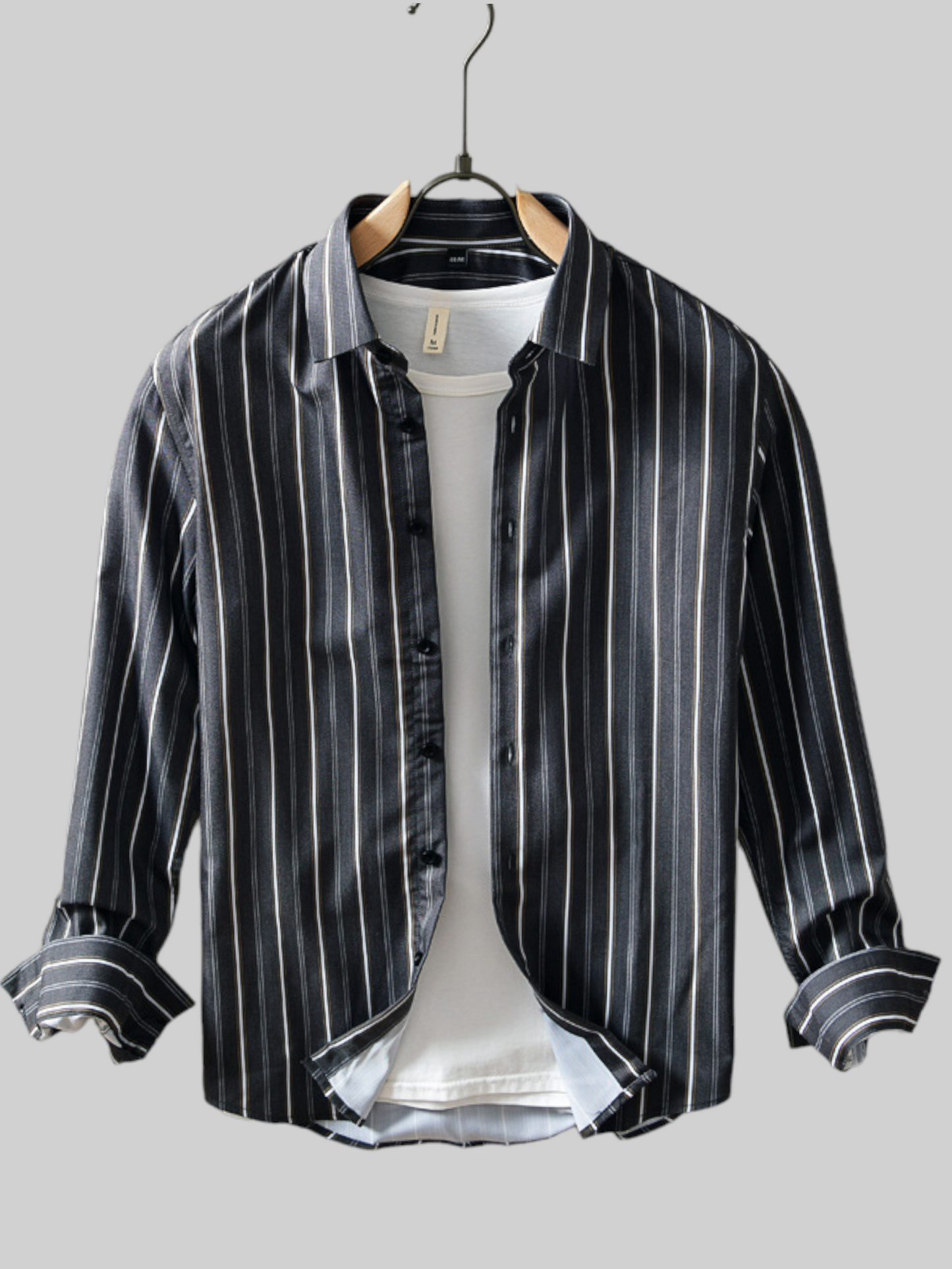 Men's Cotton Black Striped Full-Sleeve Shirt