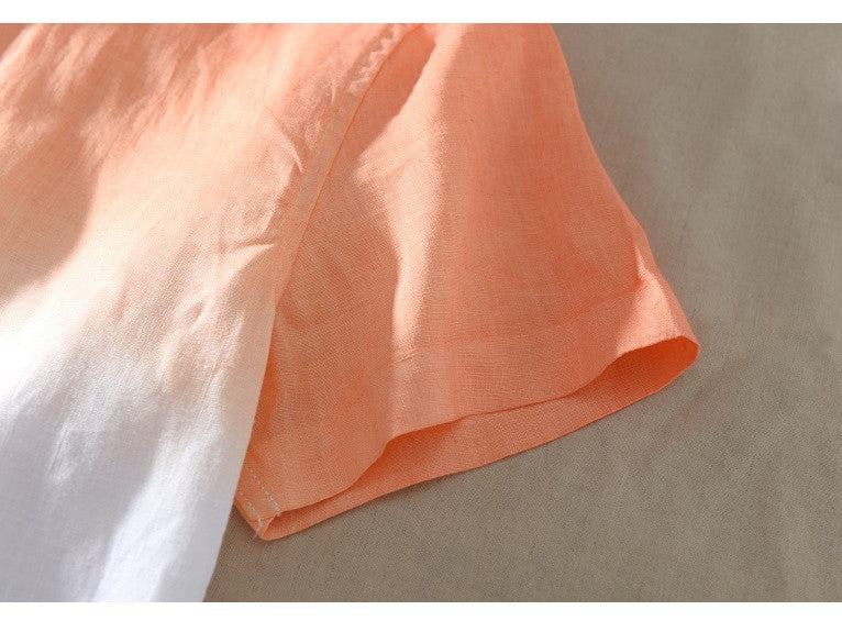 Brighten Up Your Look with Our Orange to White Gradient Casual Men's Half Sleeve Shirt