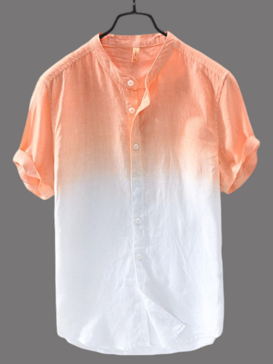 Brighten Up Your Look with Our Orange to White Gradient Casual Men's Half Sleeve Shirt