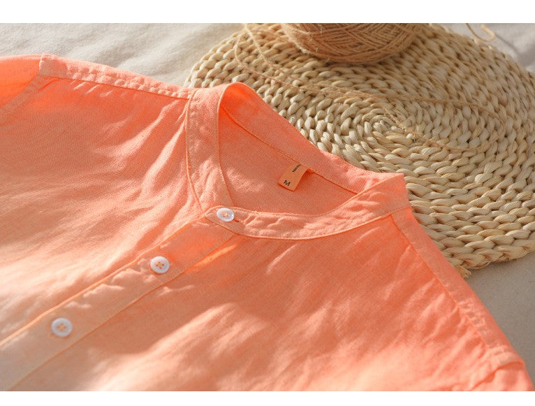 Brighten Up Your Look with Our Orange to White Gradient Casual Men's Half Sleeve Shirt