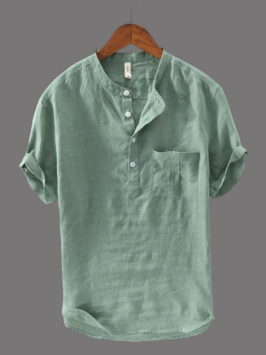 Stylish and Comfortable: Men's Green Cotton Kurta Shirt with Pocket