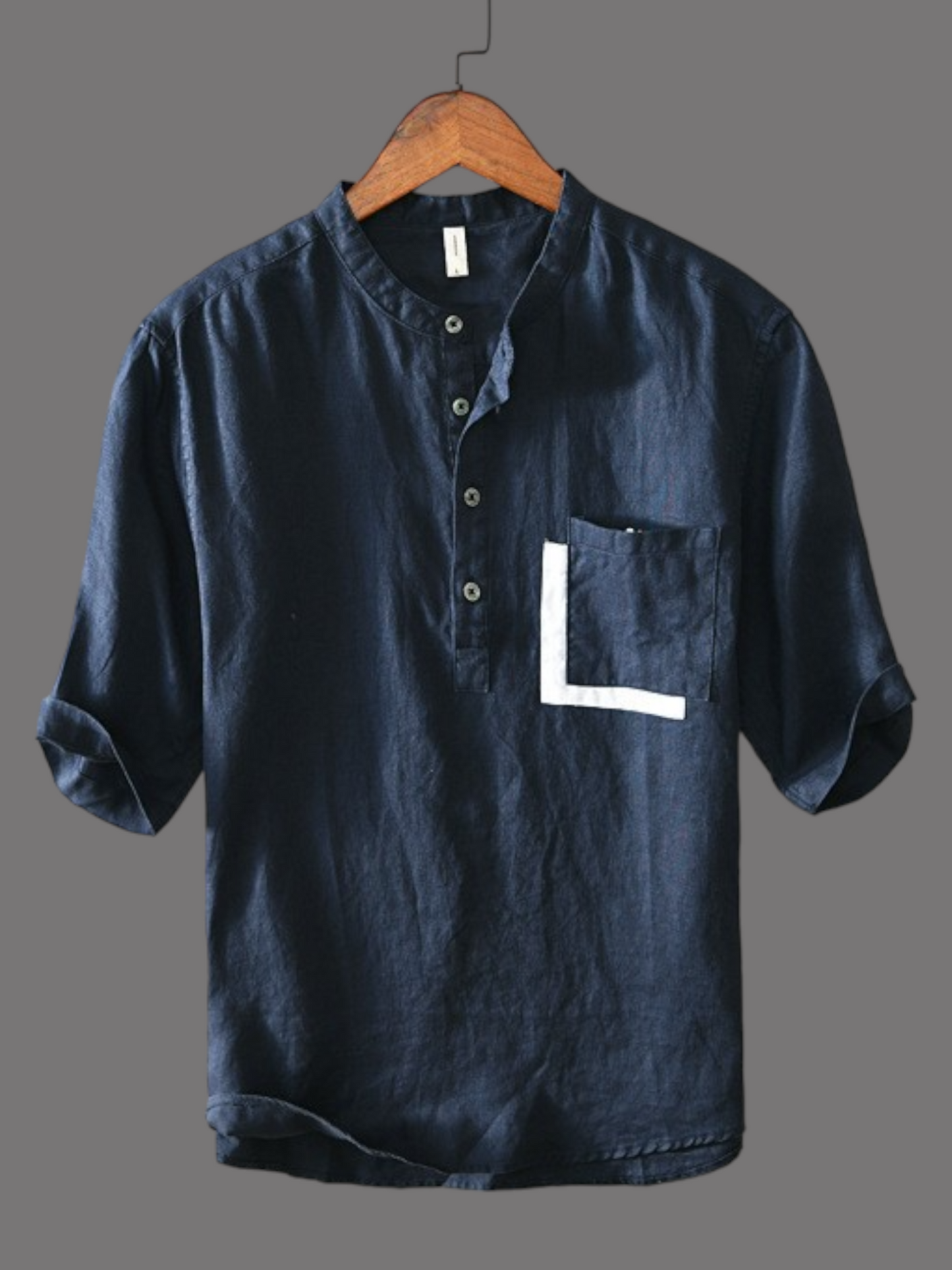 Loose & Casual Short-Sleeved Men's Blue Kurta shirt with Pocket