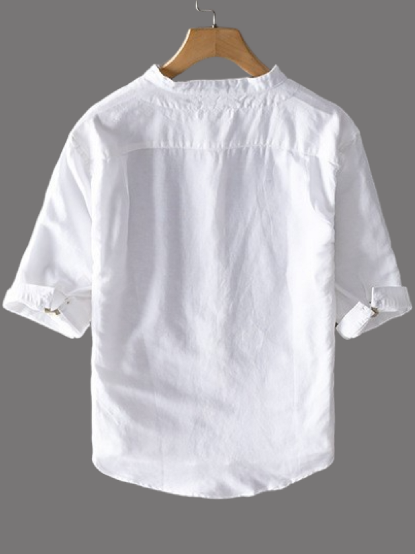 Men's Three-quarter Sleeve Cotton Stand-up Collar Casual Loose Cool white kurta Shirt